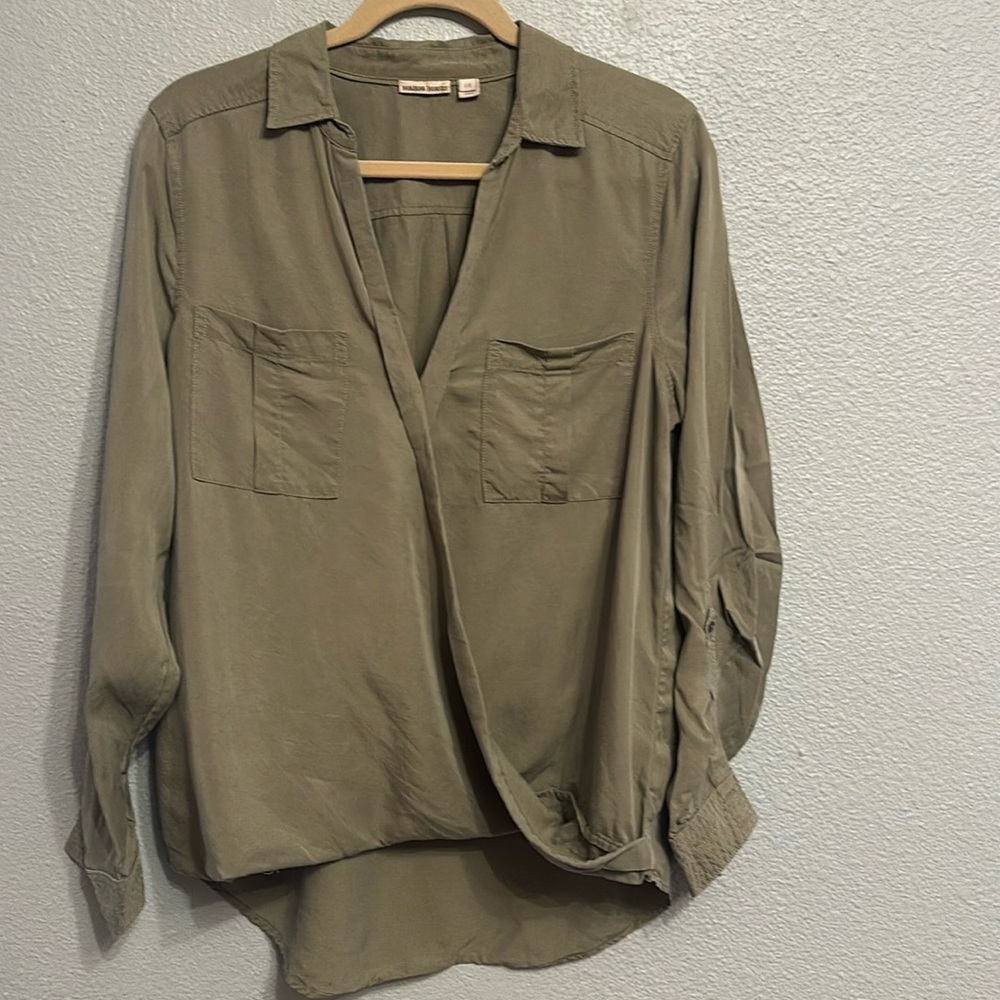 Holding Horses collard blouse, army green, size 10